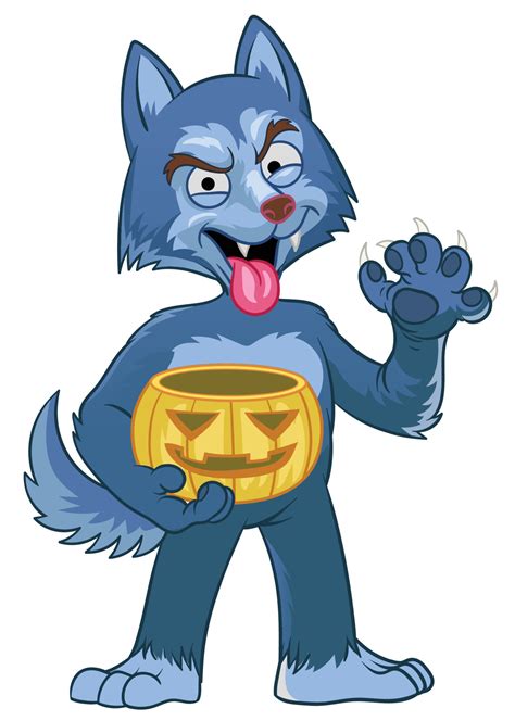 werewolf cartoon character hold the halloween pumpkin 22938395 Vector ...