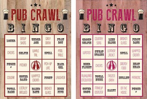 SALE! Pub Crawl Bingo, First-Edition: 6-Card Digital File Pack | Pub ...