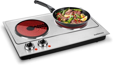 Amazon.com: Cusimax Hot Plate, 1800W Ceramic Electric Double Burner for Cooking, Infrared ...