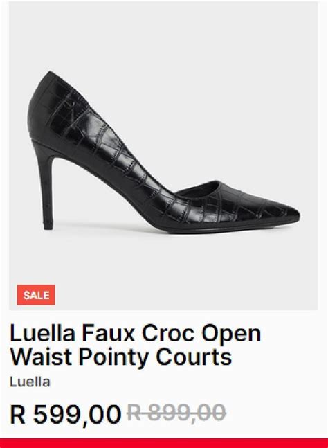 Luella faux croc open waist pointy courts offer at Foschini