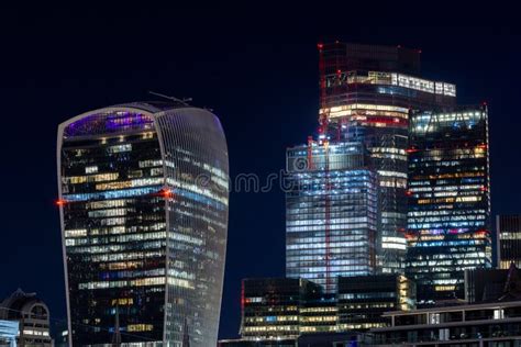 Contemporary Building Walkie Talkie in the City of London at Night ...