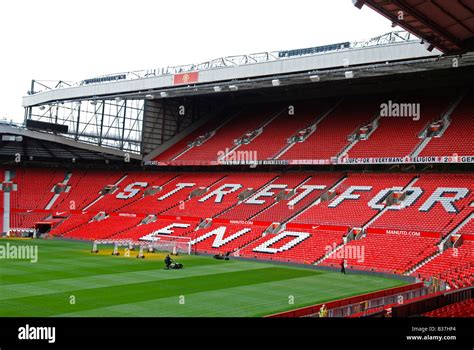 inside an empty stretford end old trafford stadium, home of manchester united football club ...