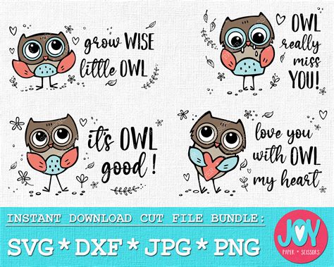 Owl Svg Bundle Owl Sayings Svg, Owl Quotes Svg, Grow Wise Little Owl ...