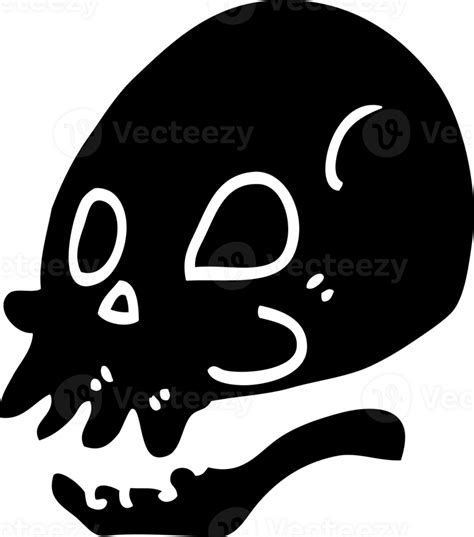 cartoon skull solid black icon 41858935 PNG