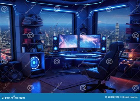 Gaming Room with Hightech Technology Computer Stock Photo - Image of ...