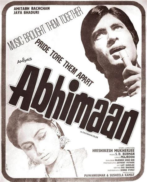 Abhimaan - Amitabh Bachchan Jaya Bhaduri - Bollywood Hindi Movie Poster ...