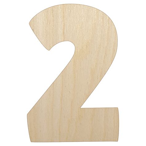 Number 2 Two Fun Bold Font Wood Shape Unfinished Piece Cutout Craft DIY ...