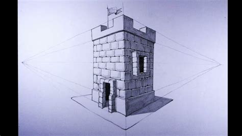 2 Point Perspective Drawing Castle