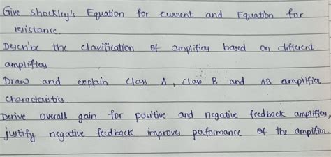 Solved Give shockley's Equation for current and Equation for | Chegg.com