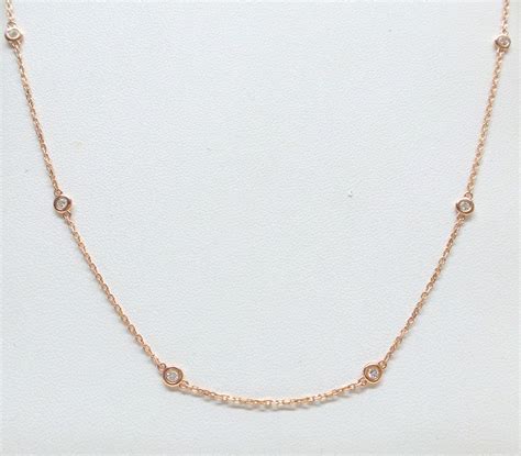 Diamond Necklace / Diamond Station Necklace / 14k Rose Gold | Etsy