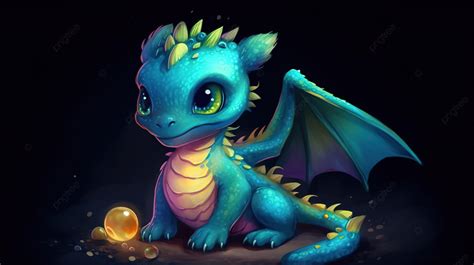 An Extremely Cute Dragon Sitting On The Ground Background, Cute Dragons ...