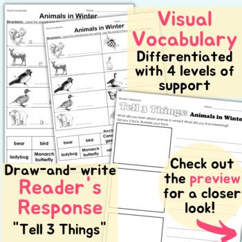 Animals in Winter: PEBBLEGO Differentiated Research, Reading, & Writing / ESL