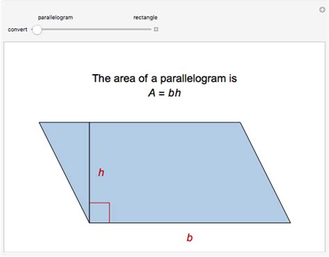 The Areas of a Parallelogram and a Rectangle with the Same Base and Height Are Equal - Wolfram ...