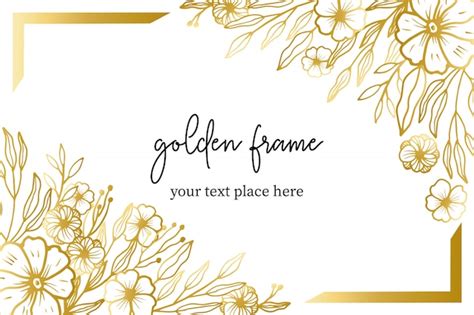 Premium Vector | Hand drawn floral golden frame