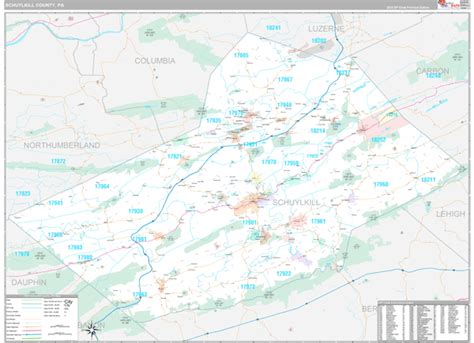 Schuylkill County, PA Wall Map Premium Style by MarketMAPS - MapSales