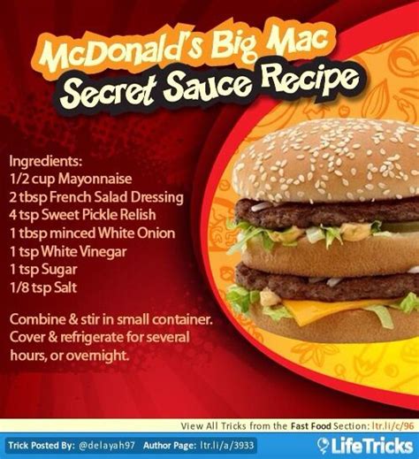 McDonald's Big Mac Sauce Recipe | Secret sauce recipe, Mac sauce recipe, Recipes