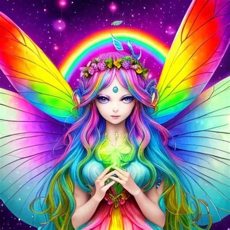 fairy goddess. ,rainbow colors, closeup