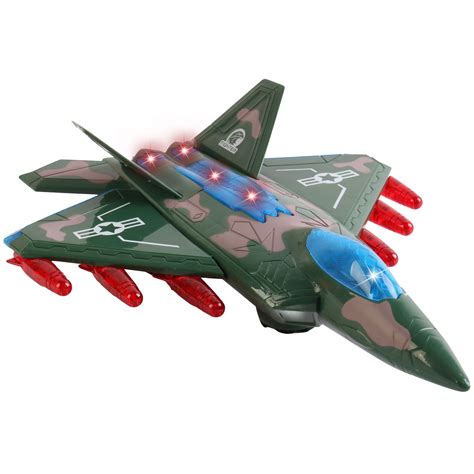 Vokodo F-16 Fighter Jet Toy: Bump and Go Action, Lights and Sounds ...