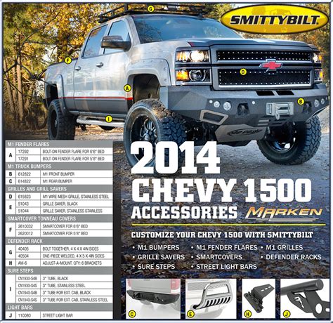 Smittybilt Accessories for the 2014 Chevy 1500 Pick Up Truck: 17291, 17292, 612822, 614822 ...