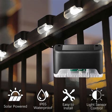 4 Pack Solar LED Bright Deck Lights Outdoor Garden Patio Railing Decks ...