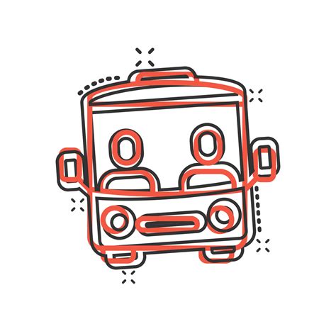 Bus icon in comic style. Coach cartoon vector illustration on white isolated background. Autobus ...