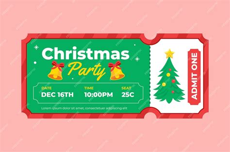 Free Vector | Flat christmas party ticket template