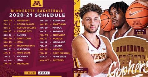 Minnesota Basketball - The 2020-21 Schedule