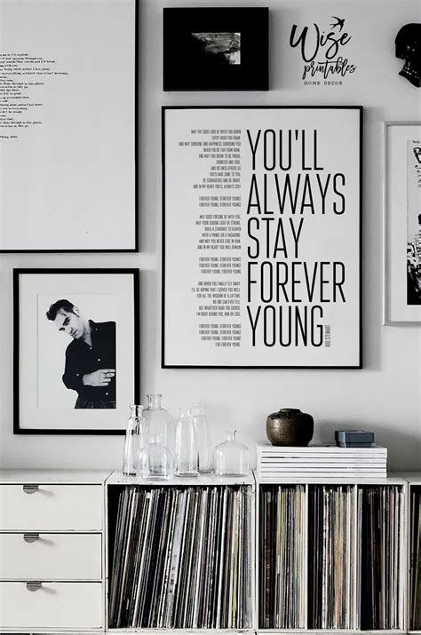 Rod Stewart Forever Young Lyrics decor song print black white | Etsy