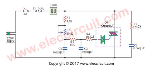 Dimmer circuit using SCR - TRIAC - ElecCircuit.com