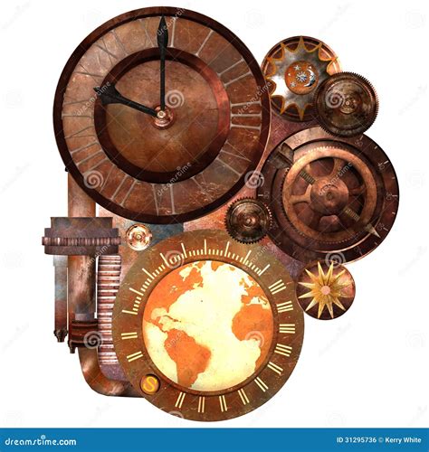 Steampunk Clock and Gears stock illustration. Illustration of gears - 31295736