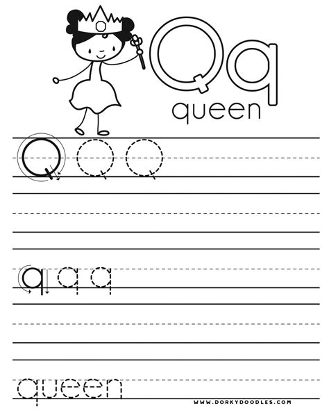 Letter Q Writing Practice Printables – Dorky Doodles Year 5 Maths Worksheets, Letter Q ...