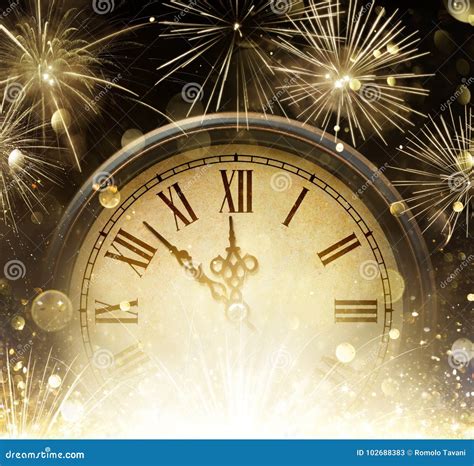 Waiting Midnight - Clock and Fireworks Stock Image - Image of fireworks ...