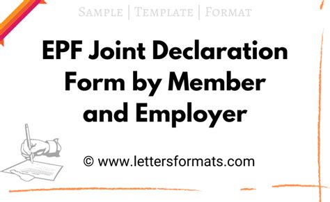 EPF Joint Declaration Form by Member (Employee) & Employer