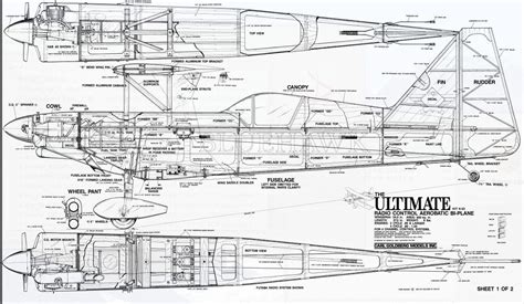 Giant Scale RC AIrplane Printed Plans & Templates Ultimate Biplane54 ...