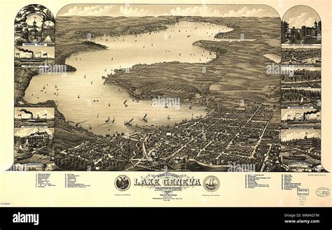 Aerial View of Lake Geneva. 1882 Stock Photo - Alamy