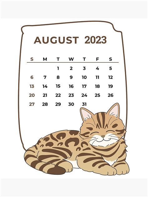 "Cute Cats Calendar 2023, August 2023 Calendar For Cat Lovers, Monthly ...