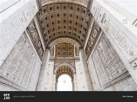 Arch and interior of the Arc de Triomphe, Paris stock photo - OFFSET