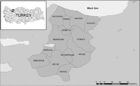 Location of Sakarya in the map of Turkey. | Download Scientific Diagram