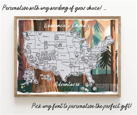 US National Parks Scratch off Map Scratch off Map Hand Drawn Watercolour United States of ...