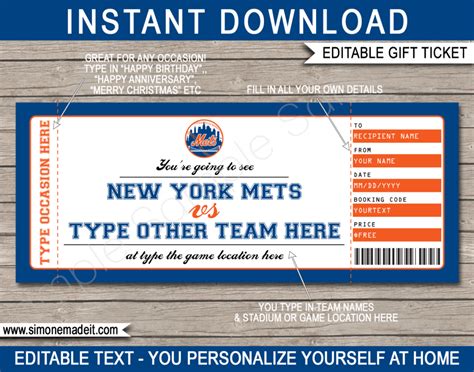 Mets Ticket Template