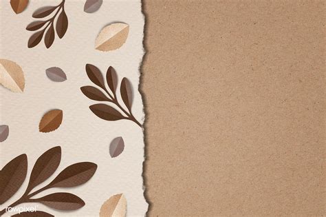 Brown paper craft leaves on brown background template illustration ...