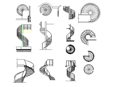 Spiral stairs plan detail dwg file. - Cadbull