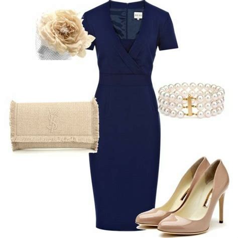 Navy blue/tan | Navy dress outfits, Navy dress accessories, Blue dress ...