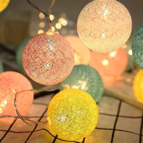 Amazon.com: Cotton Ball String Lights, 3.1M/10.2Ft 20 LEDs USB Powered Cotton Ball Fairy Lights ...