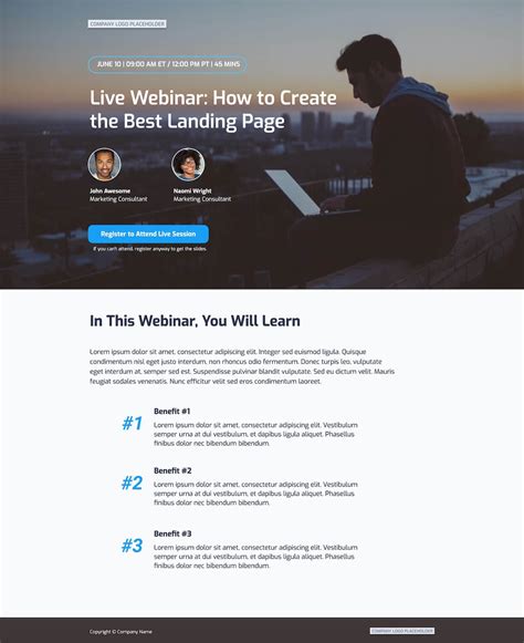 Best Webinar Landing Page Template Examples