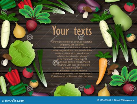 Variety Vegetables with Space and Example Lorem Ipsum Texts on Dark ...