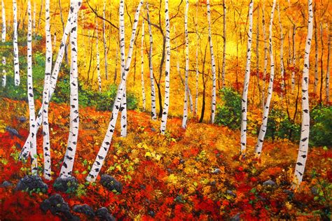 Birch Tree Forest Painting at PaintingValley.com | Explore collection of Birch Tree Forest Painting