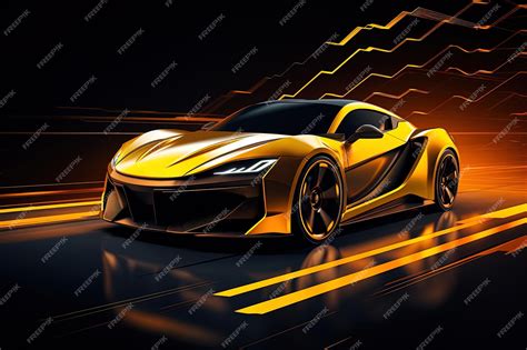 Premium AI Image | yellow sports car wallpaper with fantastic light ...