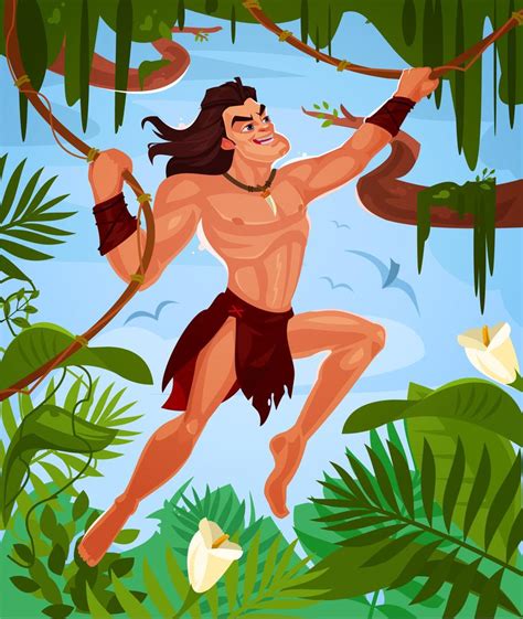 Vector Tarzan swinging on vines - Download Free Vector Art, Stock ...