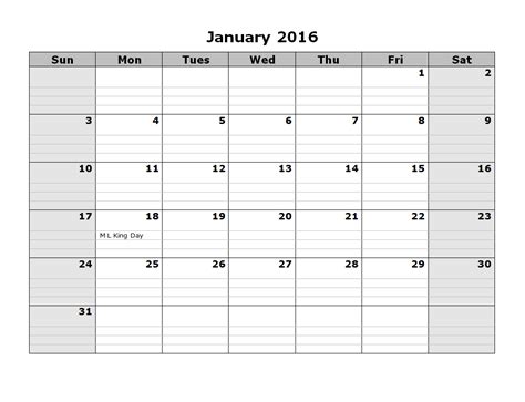 2016 Monthly Calendar Template 08 - Free Printable Templates